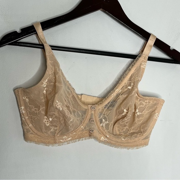 Mod by Parfait Size 32H Lace Mesh Button Underwire Cupless Bra - Picture 2 of 6